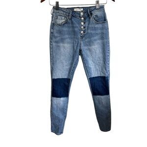 PacSun Super High-Rise Skinniest Patch Button Fly Medium Wash Jeans Size 26